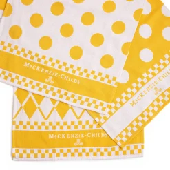 Discount MacKenzie-Childs Argyle Dish Towels - Yellow - Set Of 3
