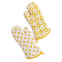 MacKenzie-Childs Argyle Oven Mitts - Yellow - Set Of 2