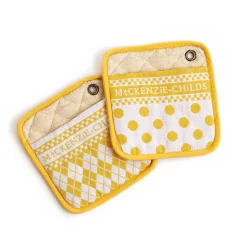 Best MacKenzie-Childs Argyle Potholders - Yellow - Set Of 2