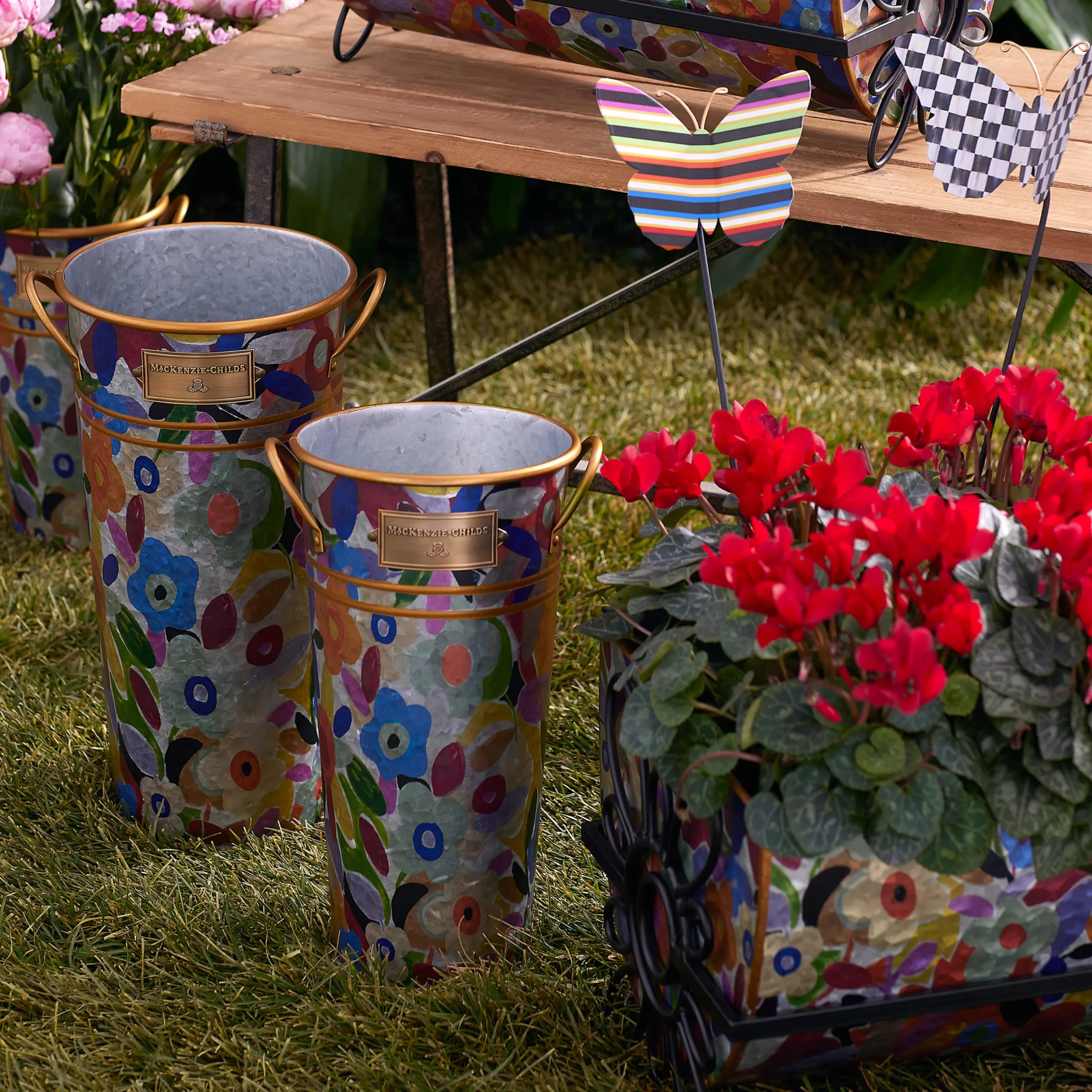 Best MacKenzie-Childs Avant Garden Flower Buckets - Set Of 3