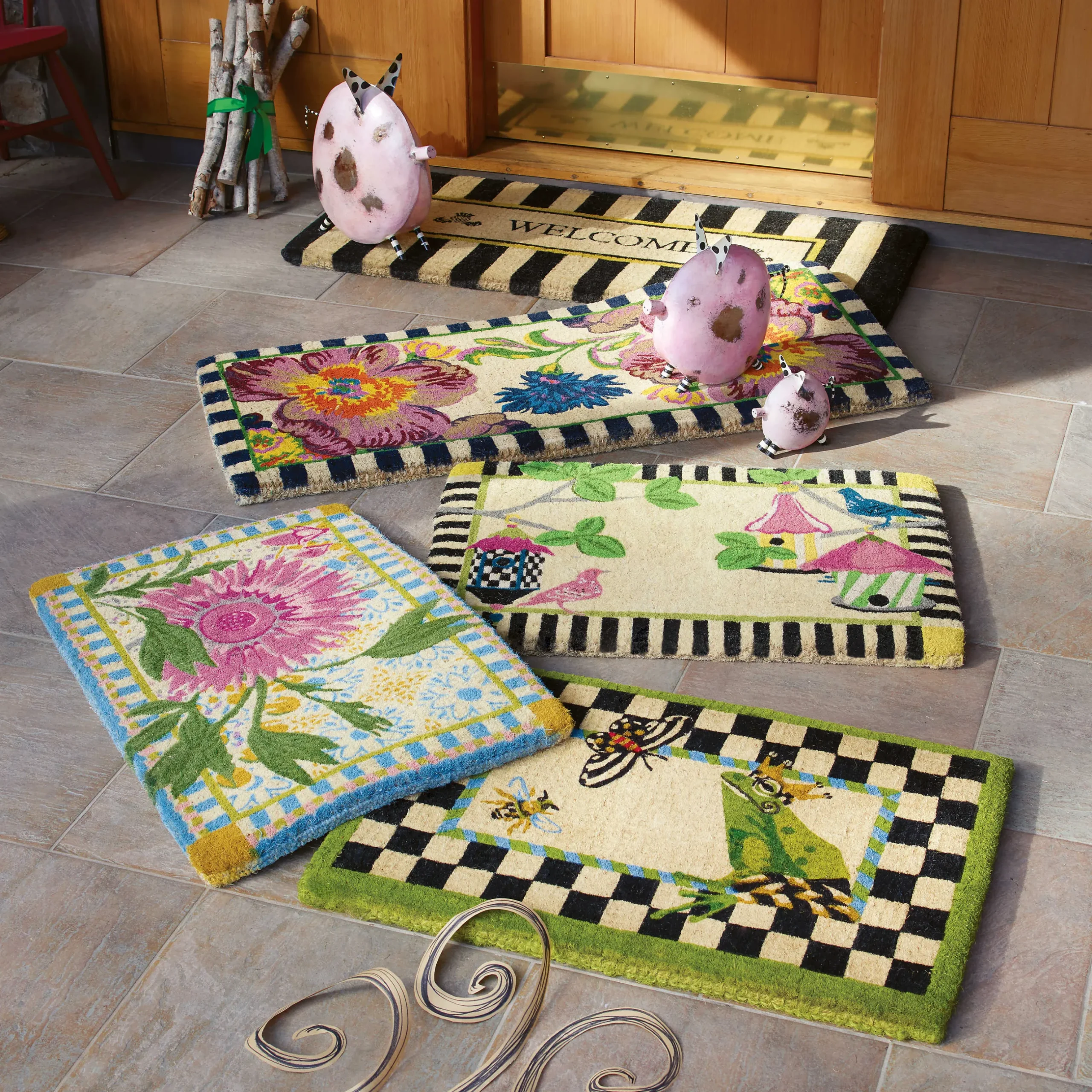 Sale MacKenzie-Childs Awning Stripe Double Door Welcome Mat