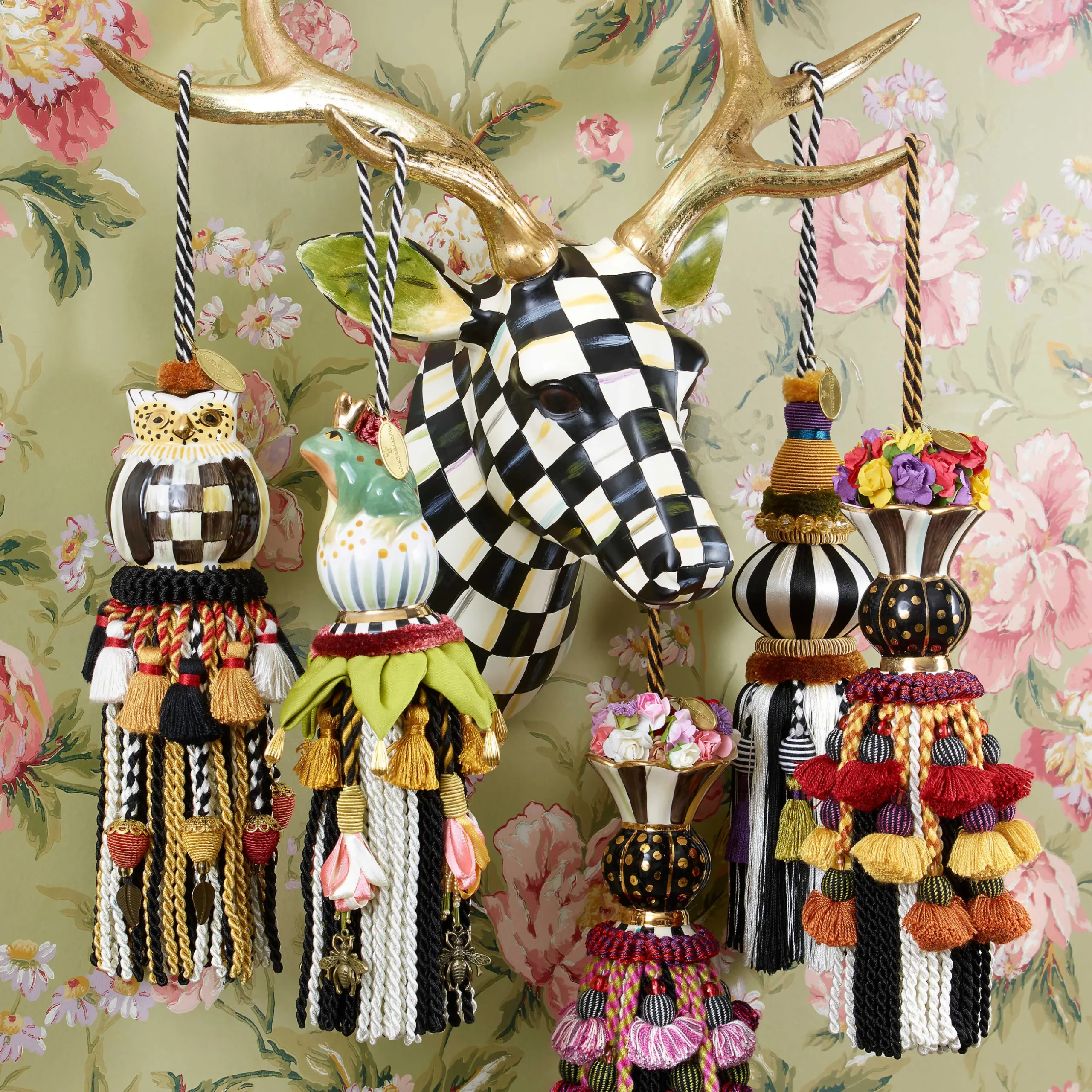 Hot MacKenzie-Childs Bibelot Tassel - Black & White