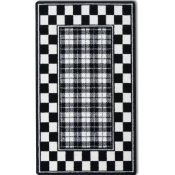 Sale MacKenzie-Childs Black & White Tartan Rug - 2'3" X 3'9"