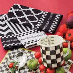 Clearance MacKenzie-Childs Black & White Zig Zag Dish Towels - Set Of 3