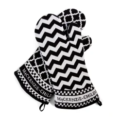 Sale MacKenzie-Childs Black & White Zig Zag Oven Mitts - Set Of 2