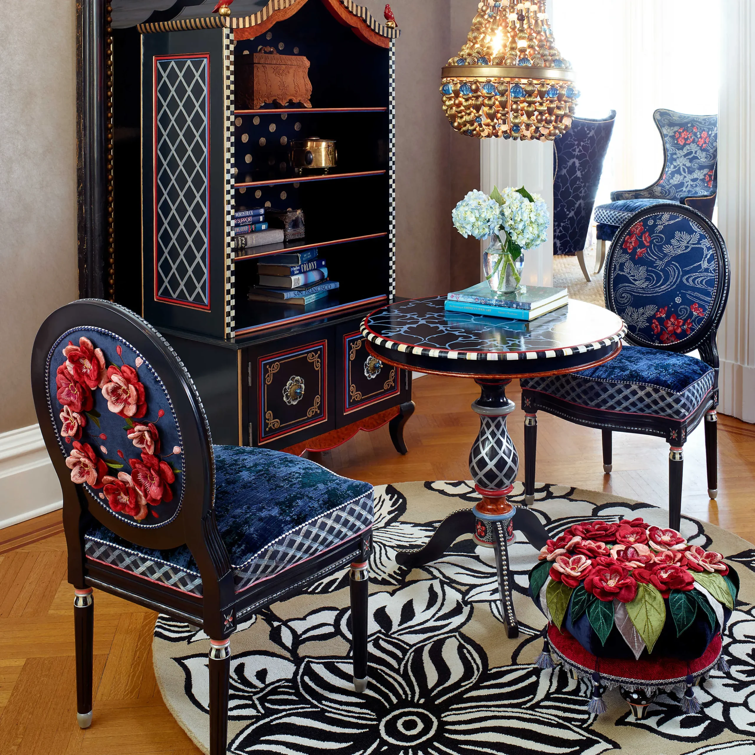 Online MacKenzie-Childs Bluetopia Kitano Footstool