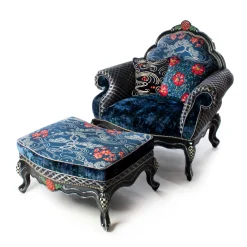 Outlet MacKenzie-Childs Bluetopia Ottoman