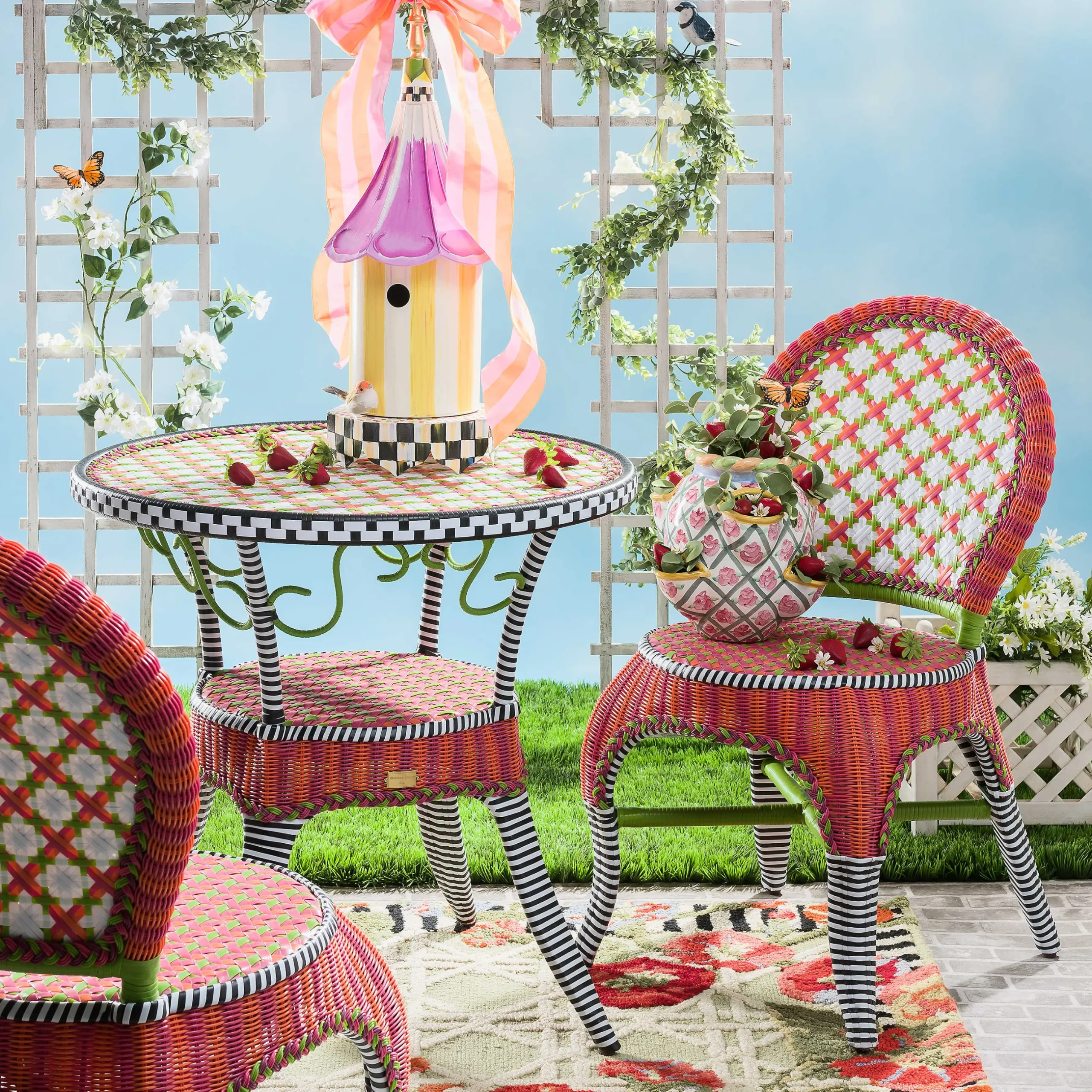 Sale MacKenzie-Childs Breezy Poppy Outdoor Cafe Table