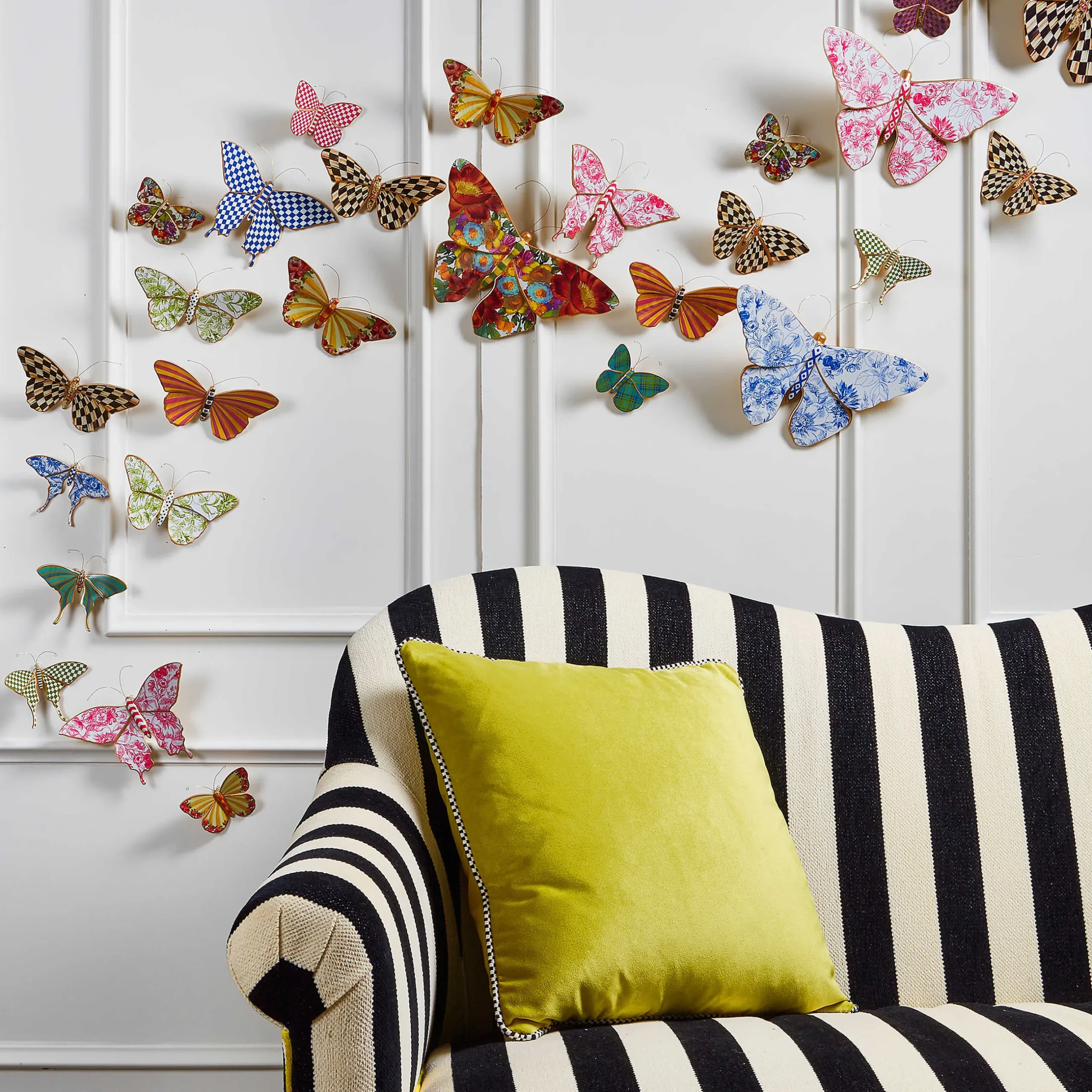 Sale MacKenzie-Childs Butterfly Duo Wall Decor - Courtly Check