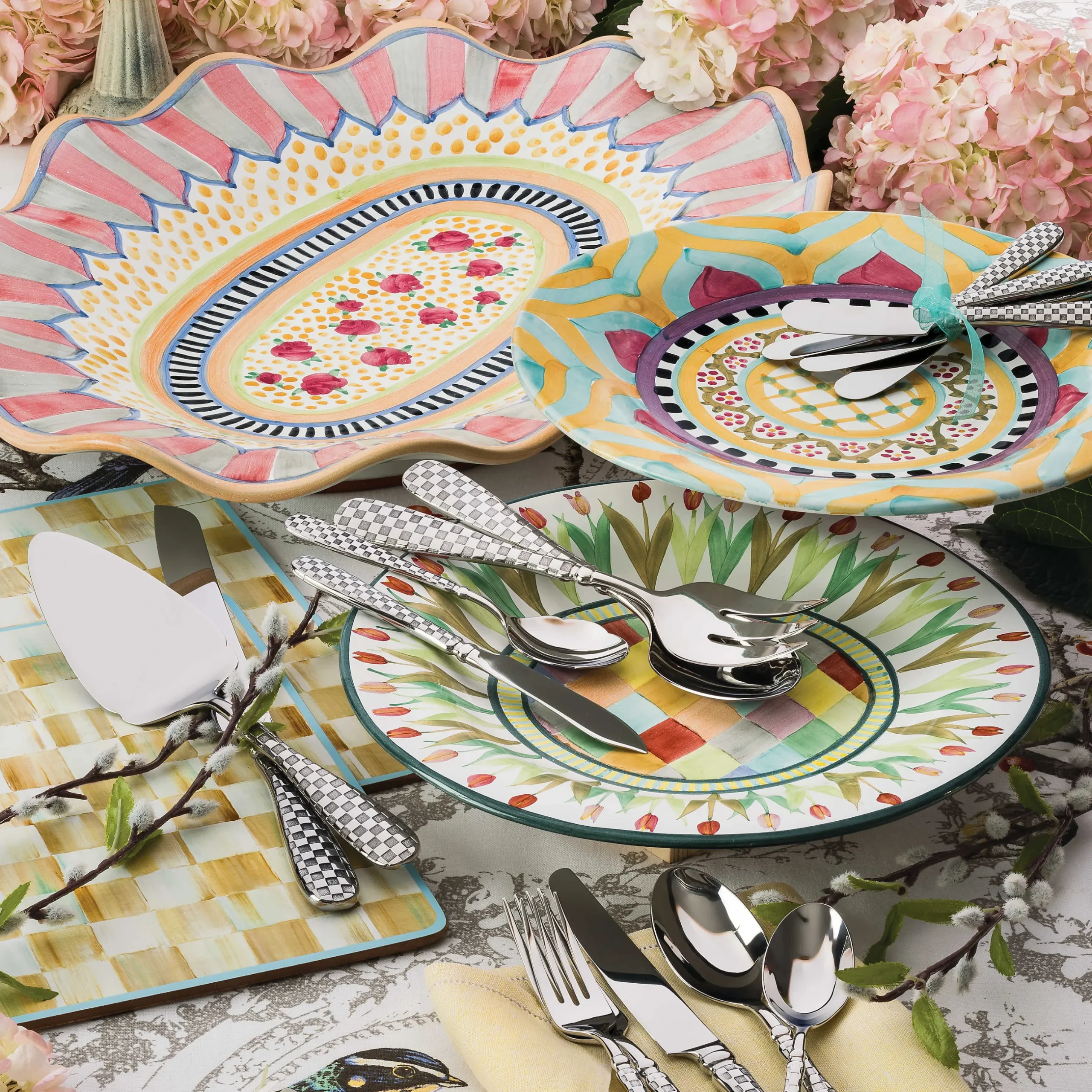 Clearance MacKenzie-Childs Check Cake Serving Set