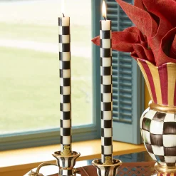 Sale MacKenzie-Childs Check Dinner Candles - Black & Ivory - Set Of 2