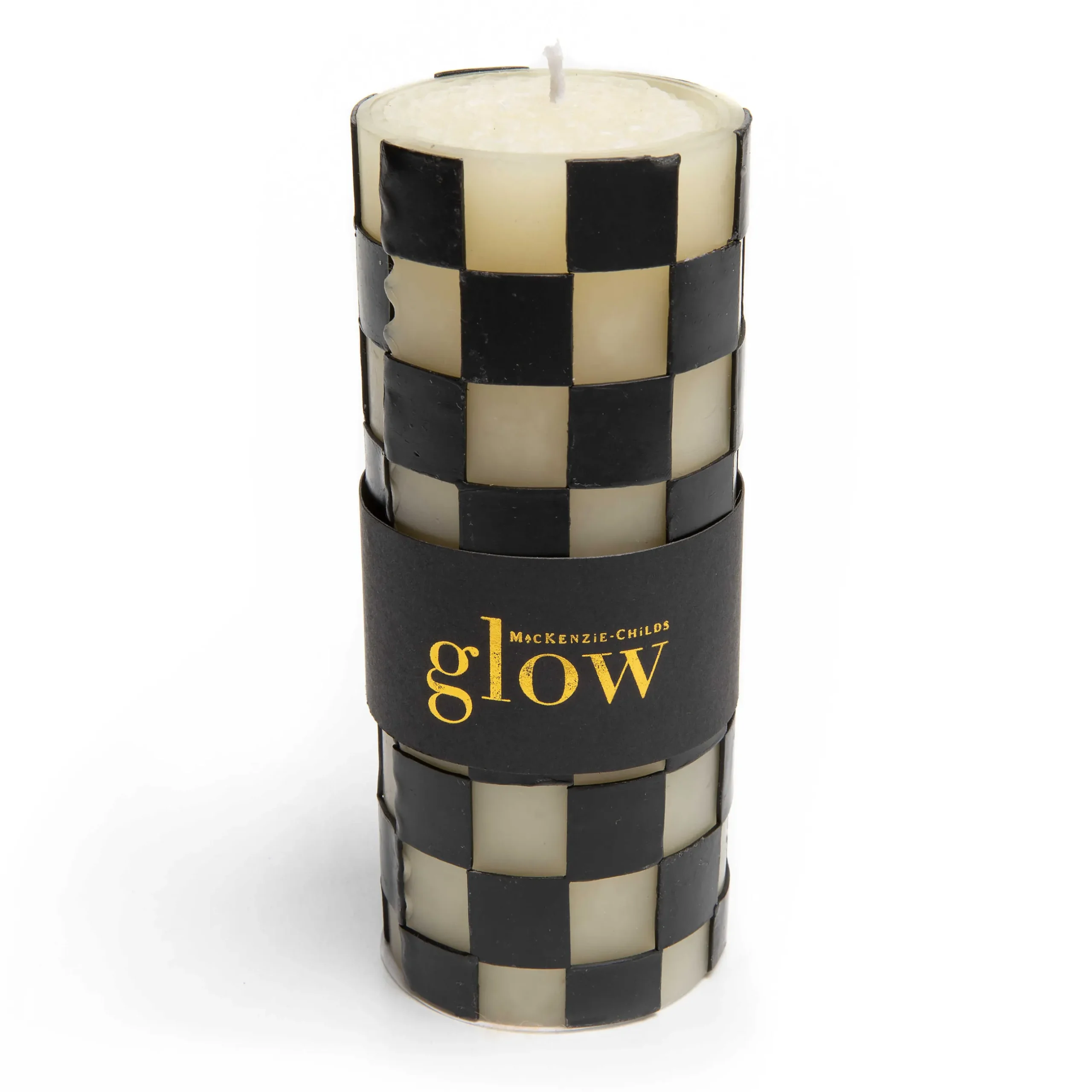 MacKenzie-Childs Check Pillar Candle - 6" - Black