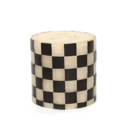 Online MacKenzie-Childs Check Pillar Candle - 5" - Black & Ivory