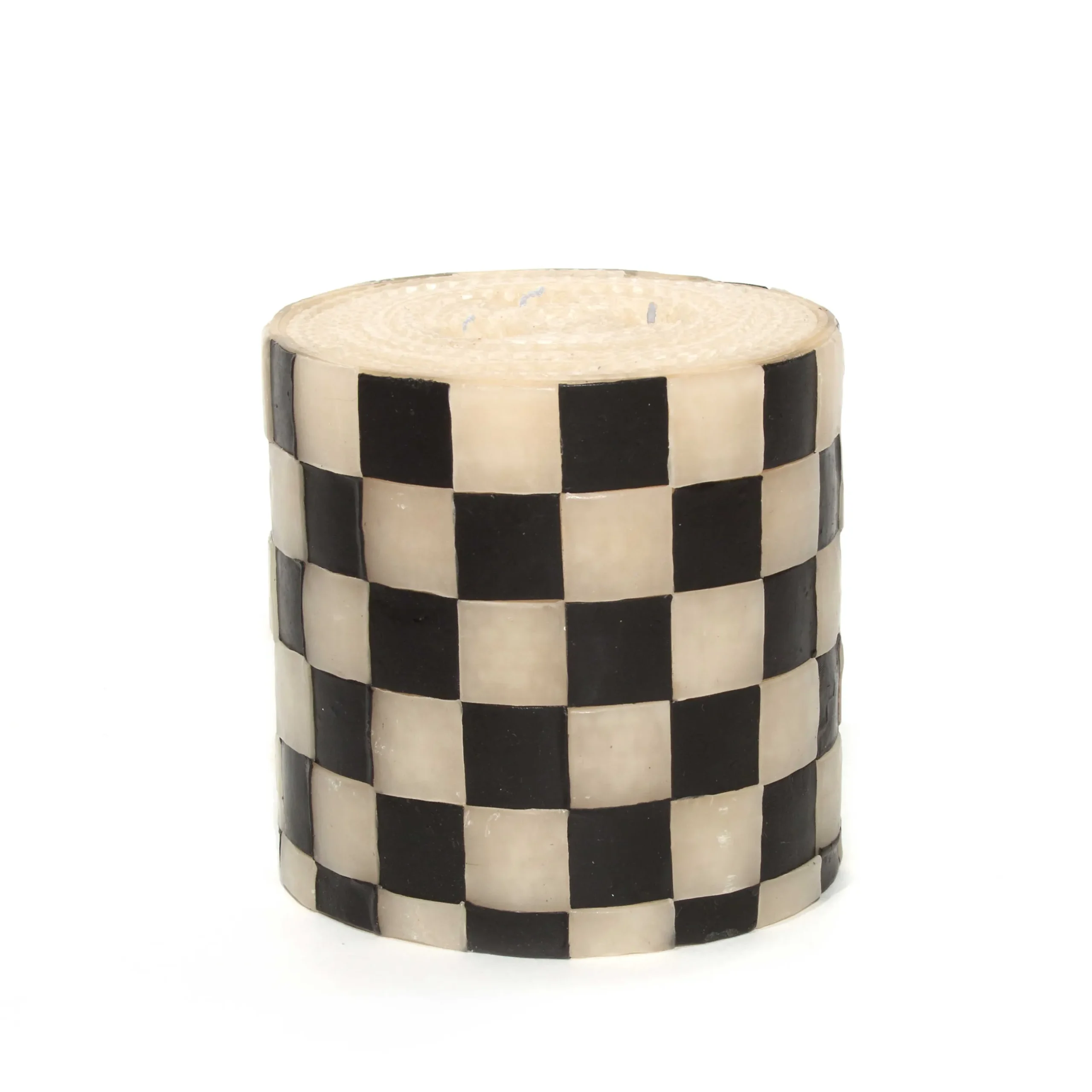 Online MacKenzie-Childs Check Pillar Candle - 5" - Black & Ivory
