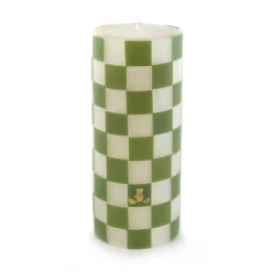 Sale MacKenzie-Childs Check Pillar Candle - 6" - Green