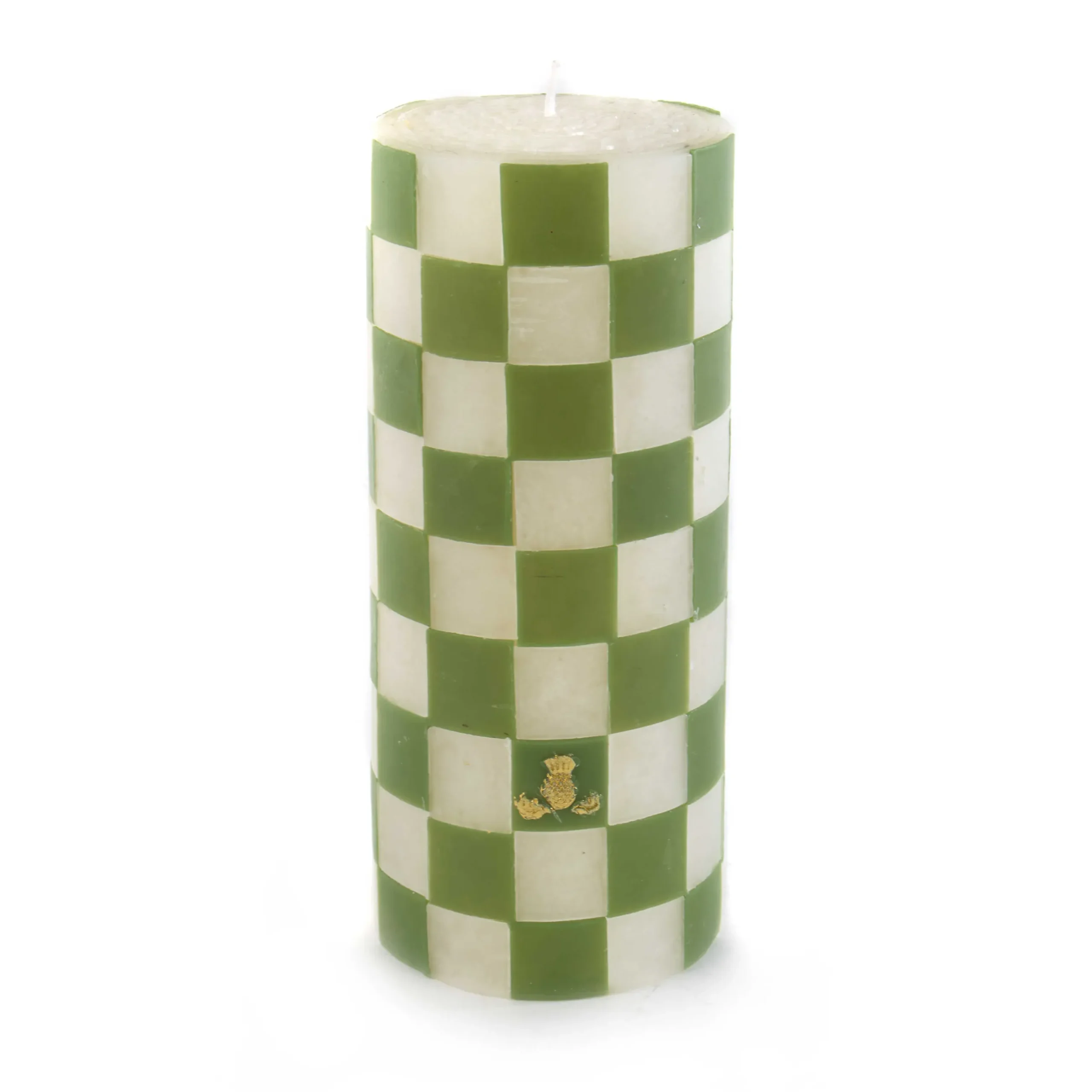 Sale MacKenzie-Childs Check Pillar Candle - 6" - Green