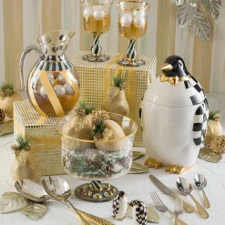 MacKenzie-Childs Check Salad Serving Set - Gold