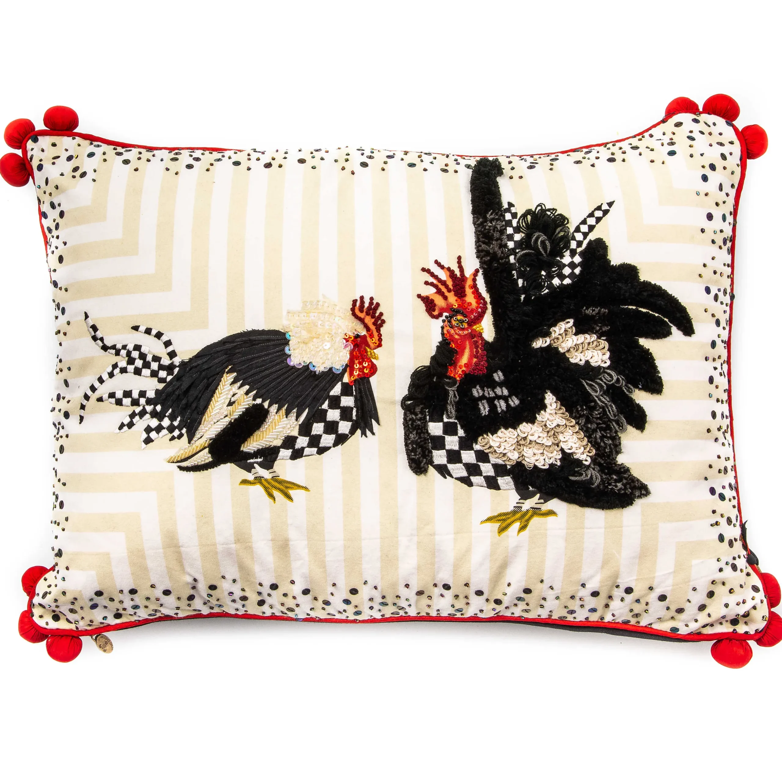 Clearance MacKenzie-Childs Chicken And Rooster Lumbar Pillow
