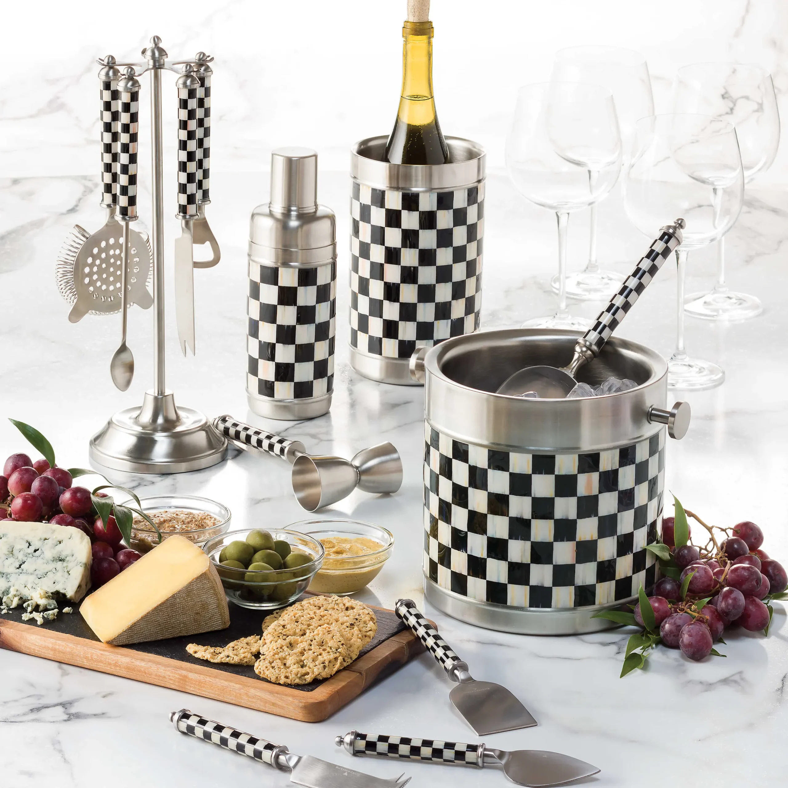 Clearance MacKenzie-Childs 3260 Cocktail Shaker - Courtly Check