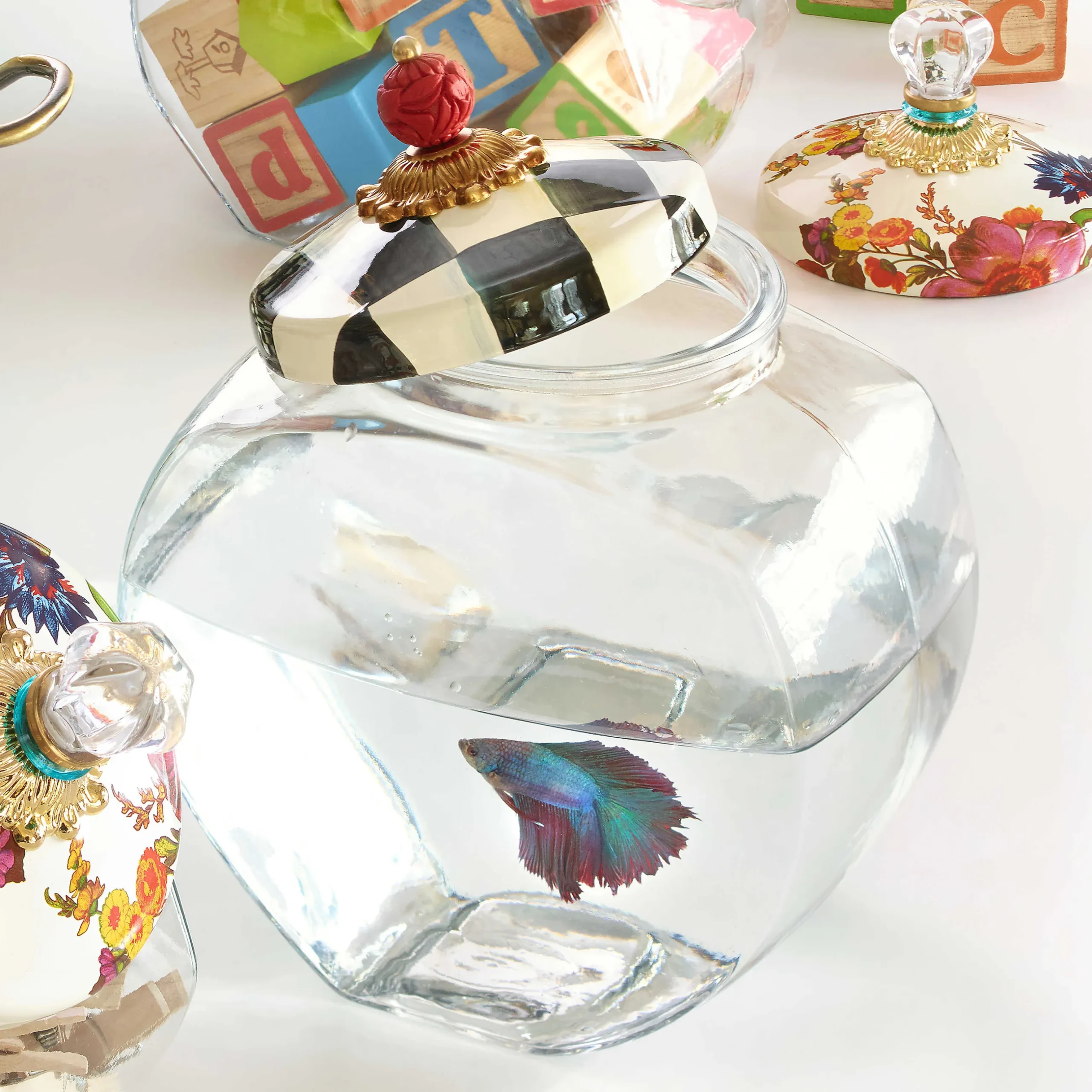 Discount MacKenzie-Childs Cookie Jar With Courtly Check Enamel Lid