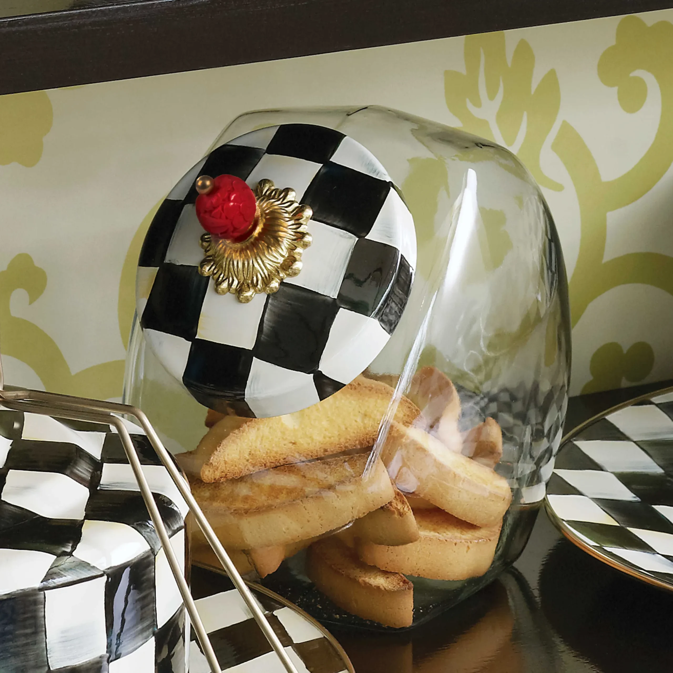 Discount MacKenzie-Childs Cookie Jar With Courtly Check Enamel Lid