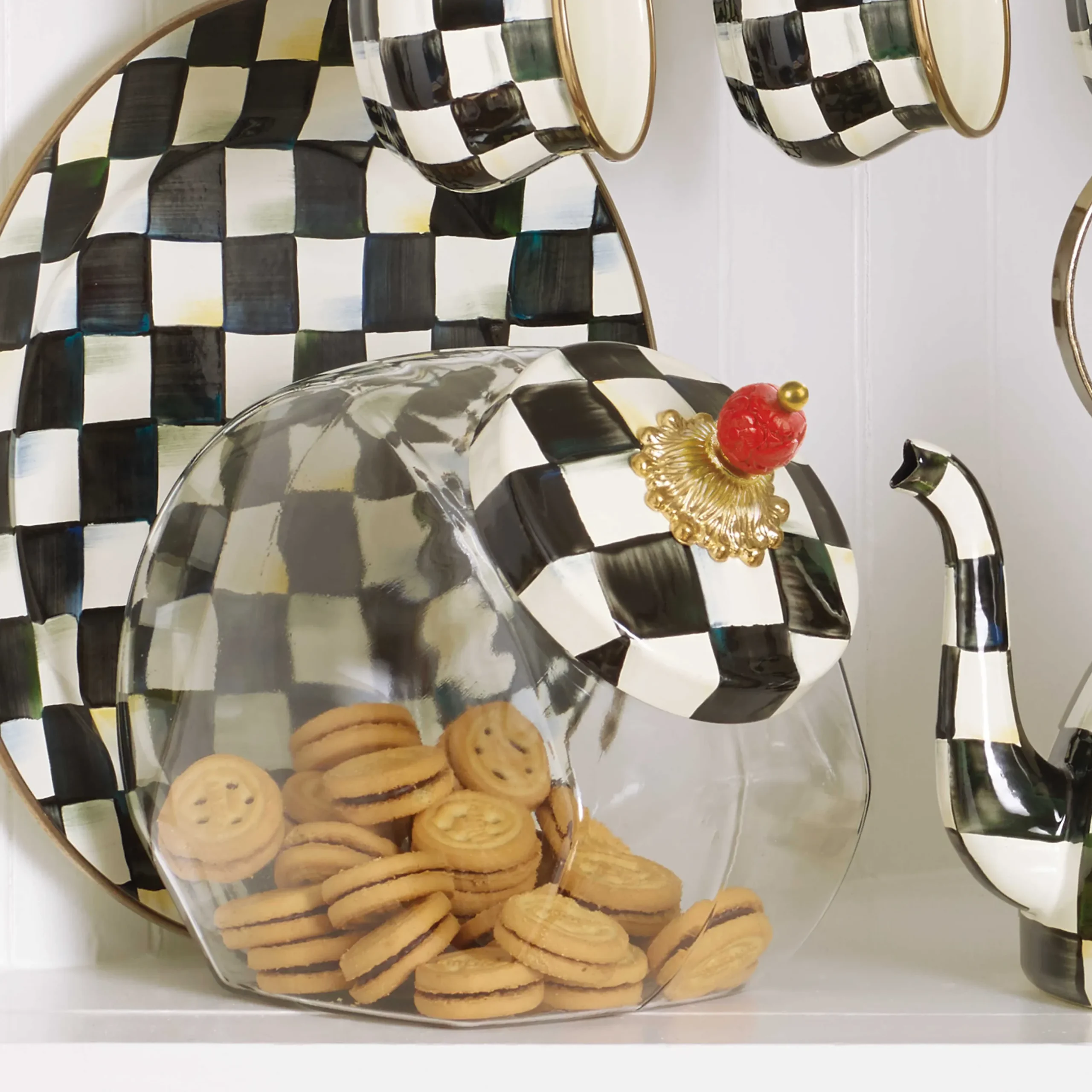 Discount MacKenzie-Childs Cookie Jar With Courtly Check Enamel Lid