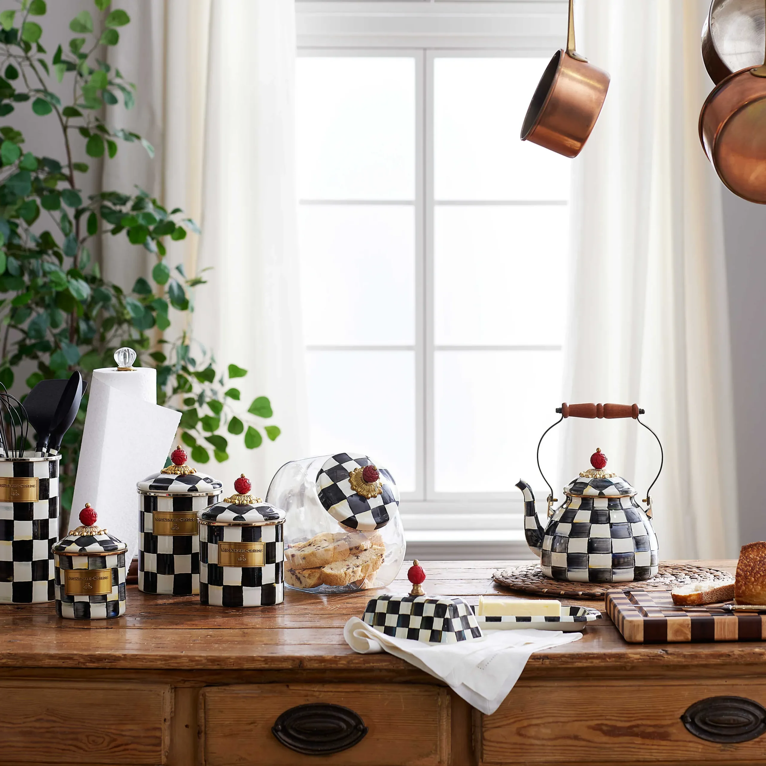 Discount MacKenzie-Childs Cookie Jar With Courtly Check Enamel Lid