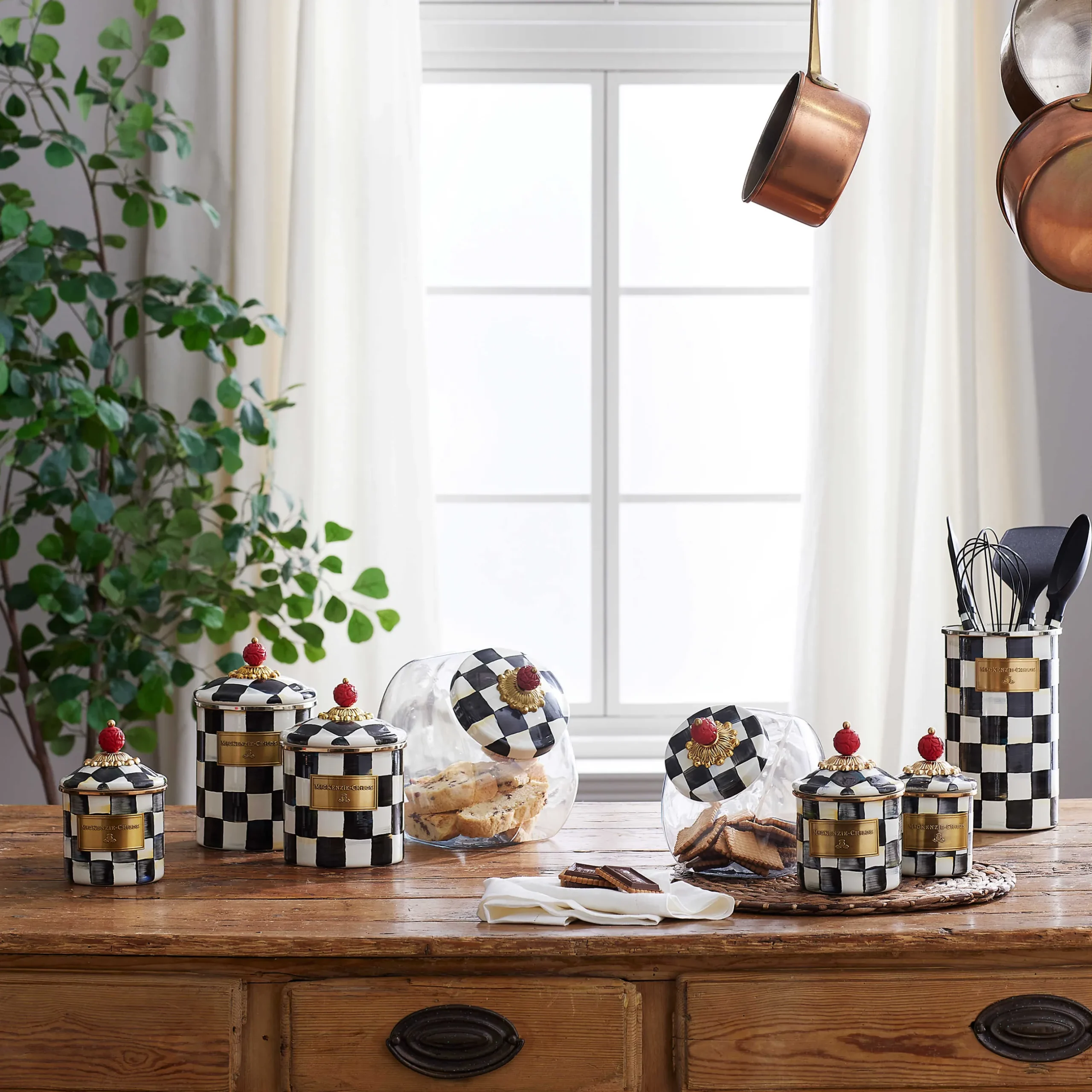 Discount MacKenzie-Childs Cookie Jar With Courtly Check Enamel Lid