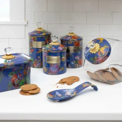 Sale MacKenzie-Childs Cookie Jar With Flower Market Enamel Lid - Lapis