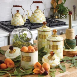 Discount MacKenzie-Childs Cookie Jar With Parchment Check Enamel Lid
