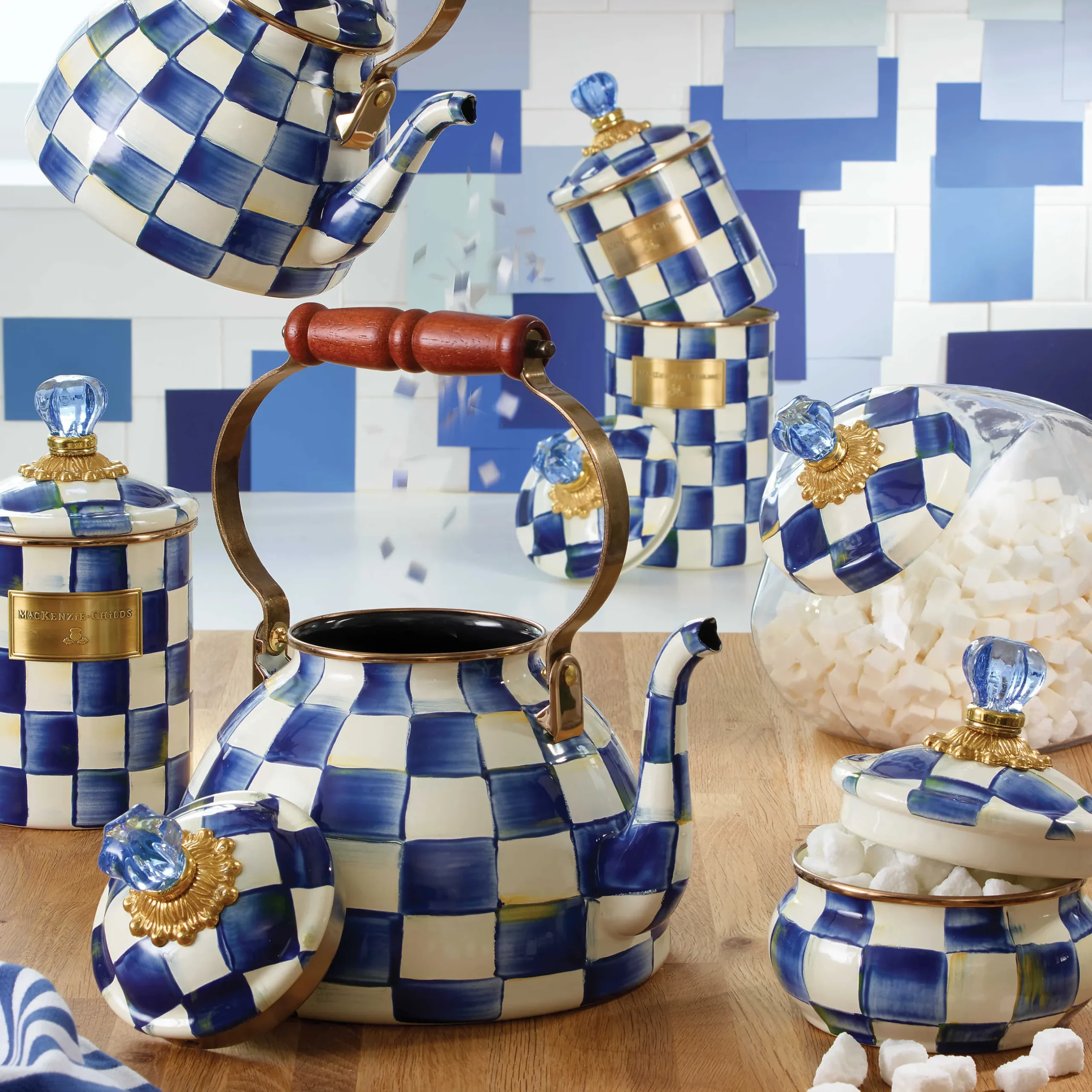 Online MacKenzie-Childs Cookie Jar With Royal Check Enamel Lid