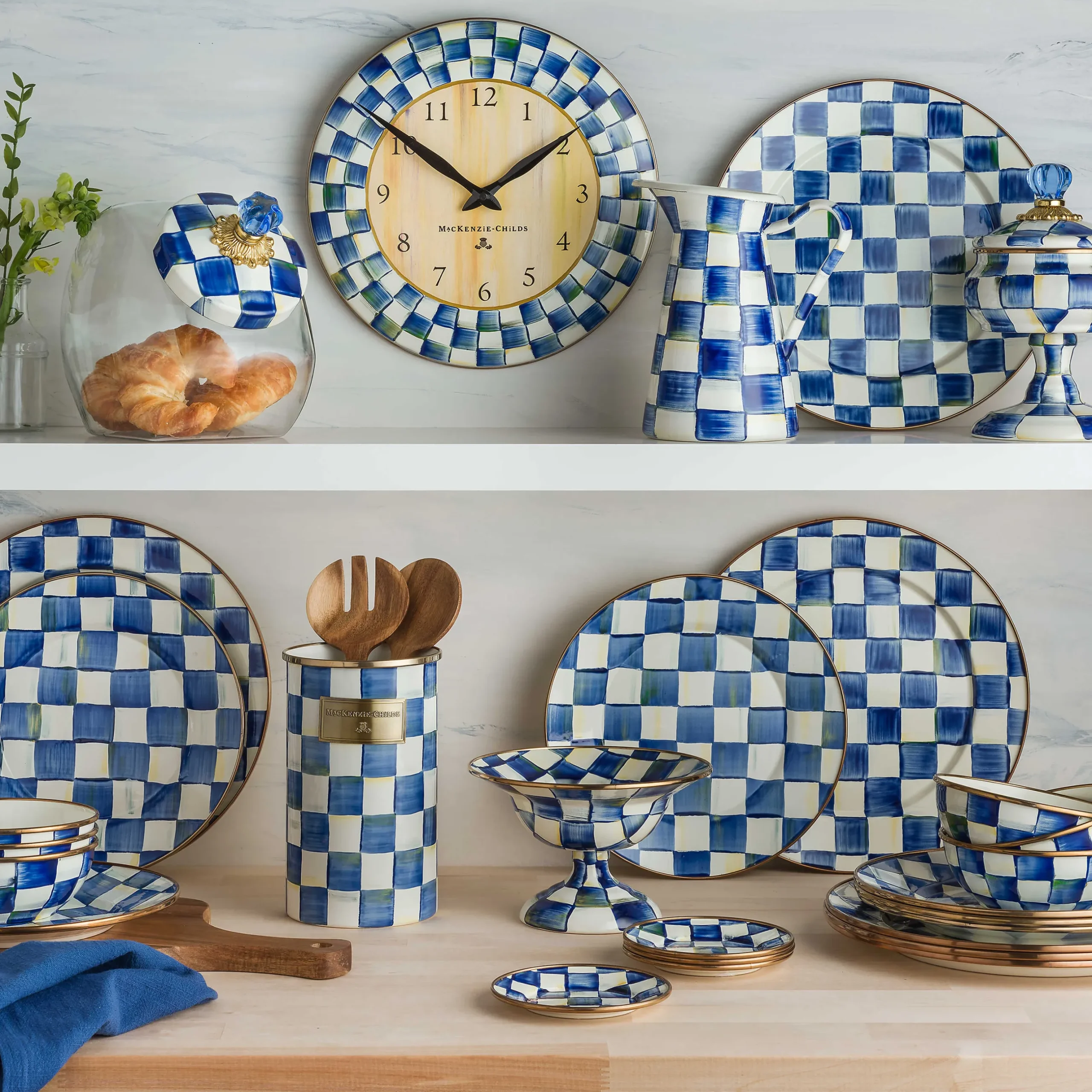 Online MacKenzie-Childs Cookie Jar With Royal Check Enamel Lid