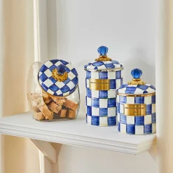 Online MacKenzie-Childs Cookie Jar With Royal Check Enamel Lid