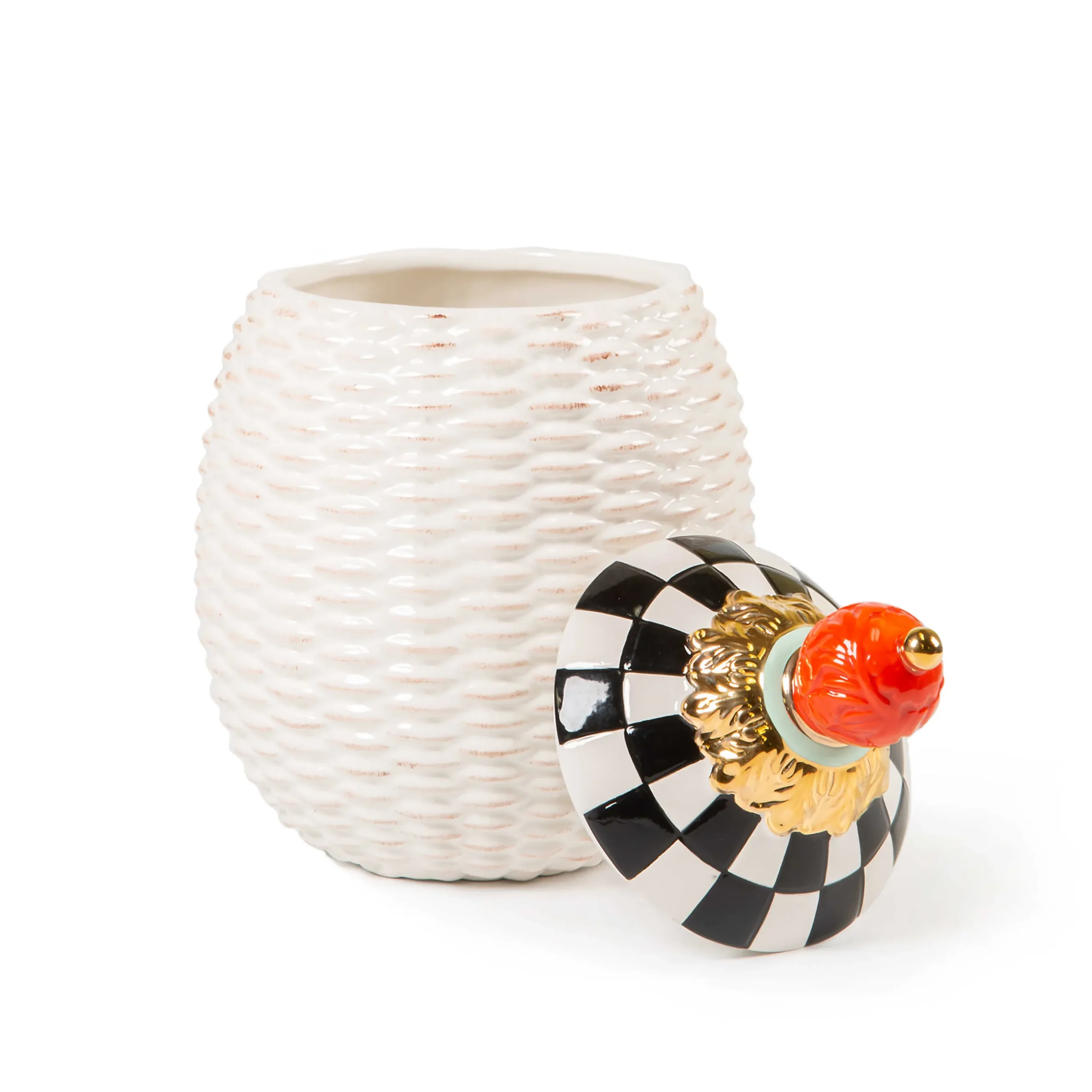 Best MacKenzie-Childs Courtly Basket Weave Canisters -Set Of 2
