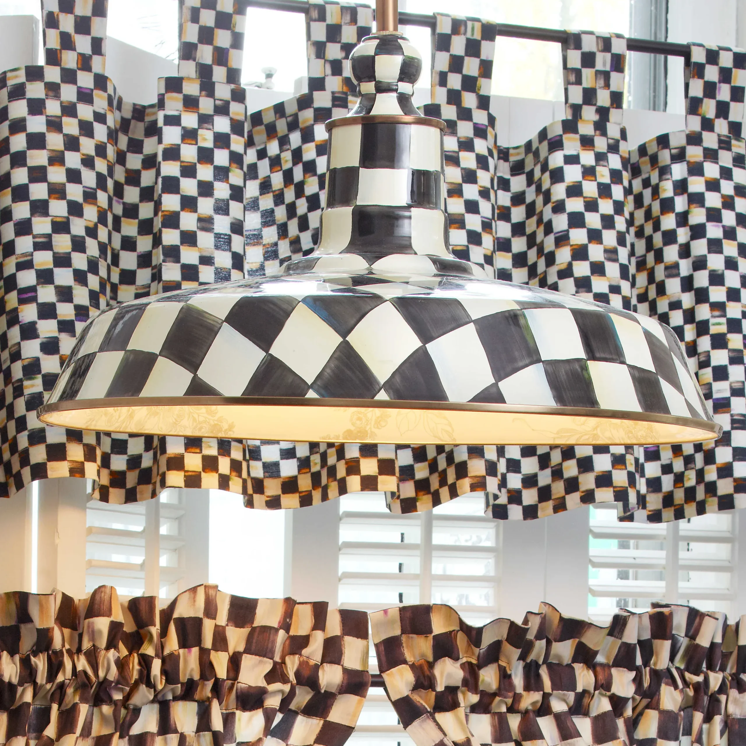 Hot MacKenzie-Childs Courtly Check Barn Pendant Lamp - 18"