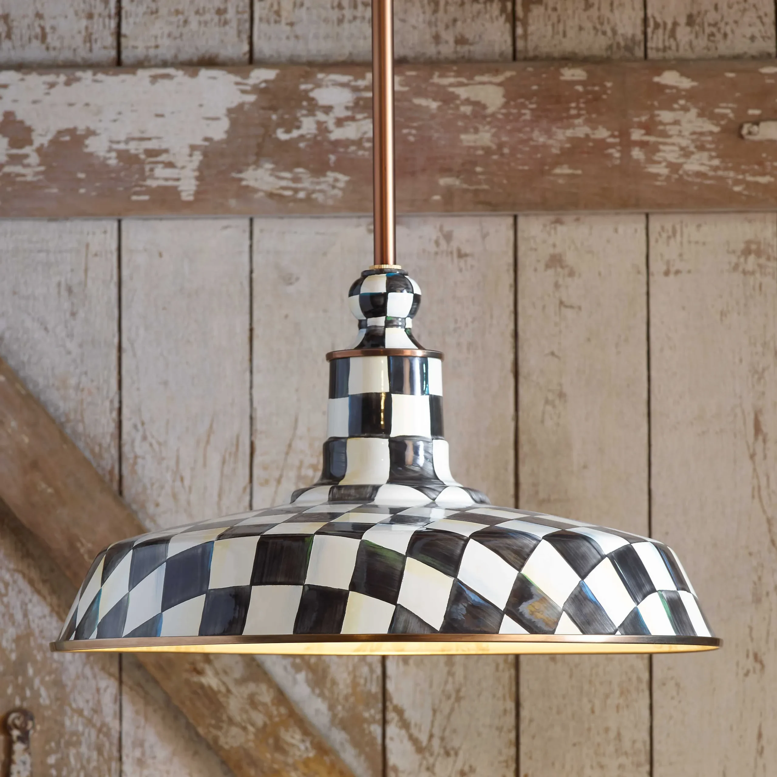 Hot MacKenzie-Childs Courtly Check Barn Pendant Lamp - 18"