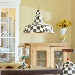 New MacKenzie-Childs Courtly Check Barn Pendant Lamp - 12"