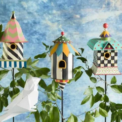 Hot MacKenzie-Childs Courtly Check Birdhouse Stake