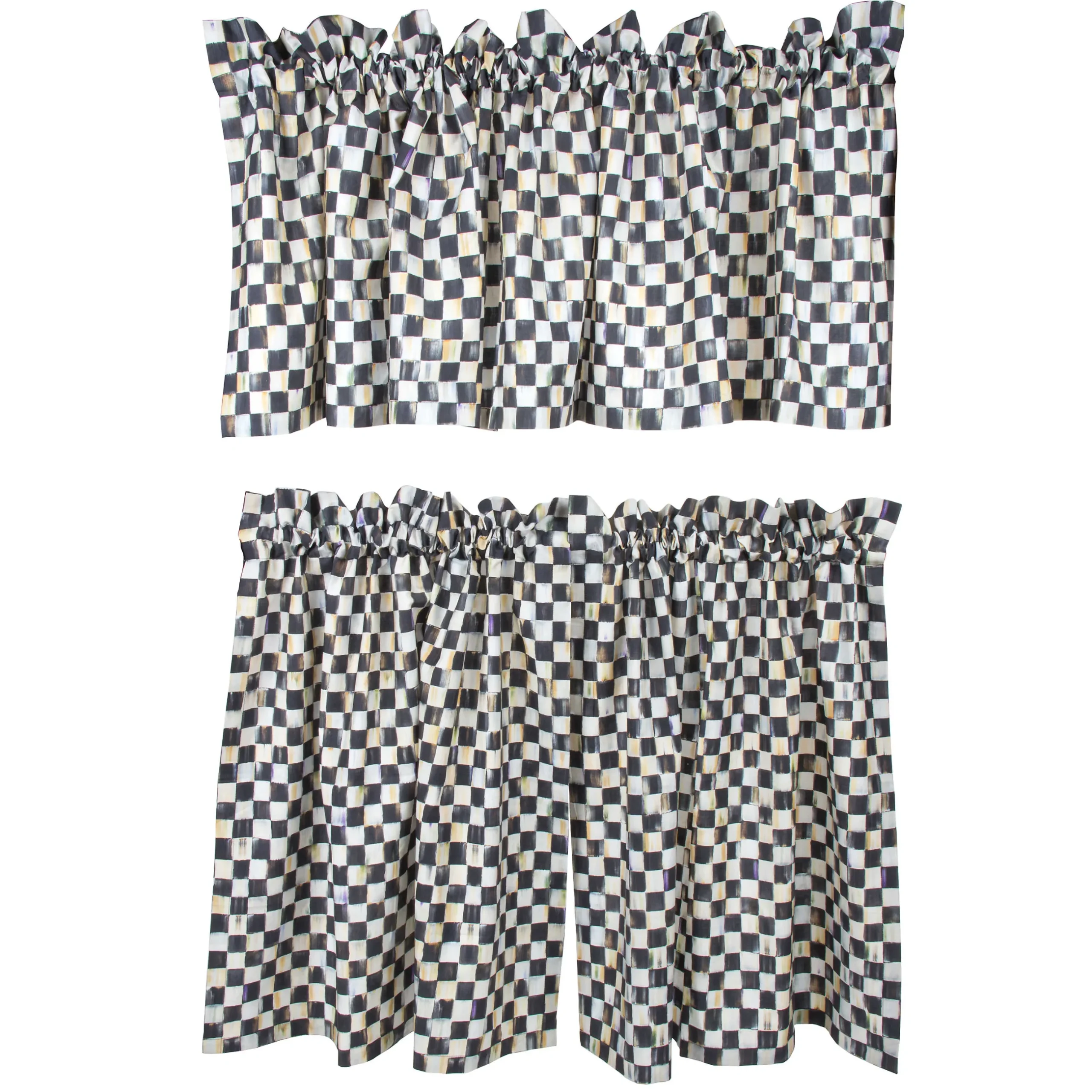 Discount MacKenzie-Childs Courtly Check Cafe Curtains - Set Of 2