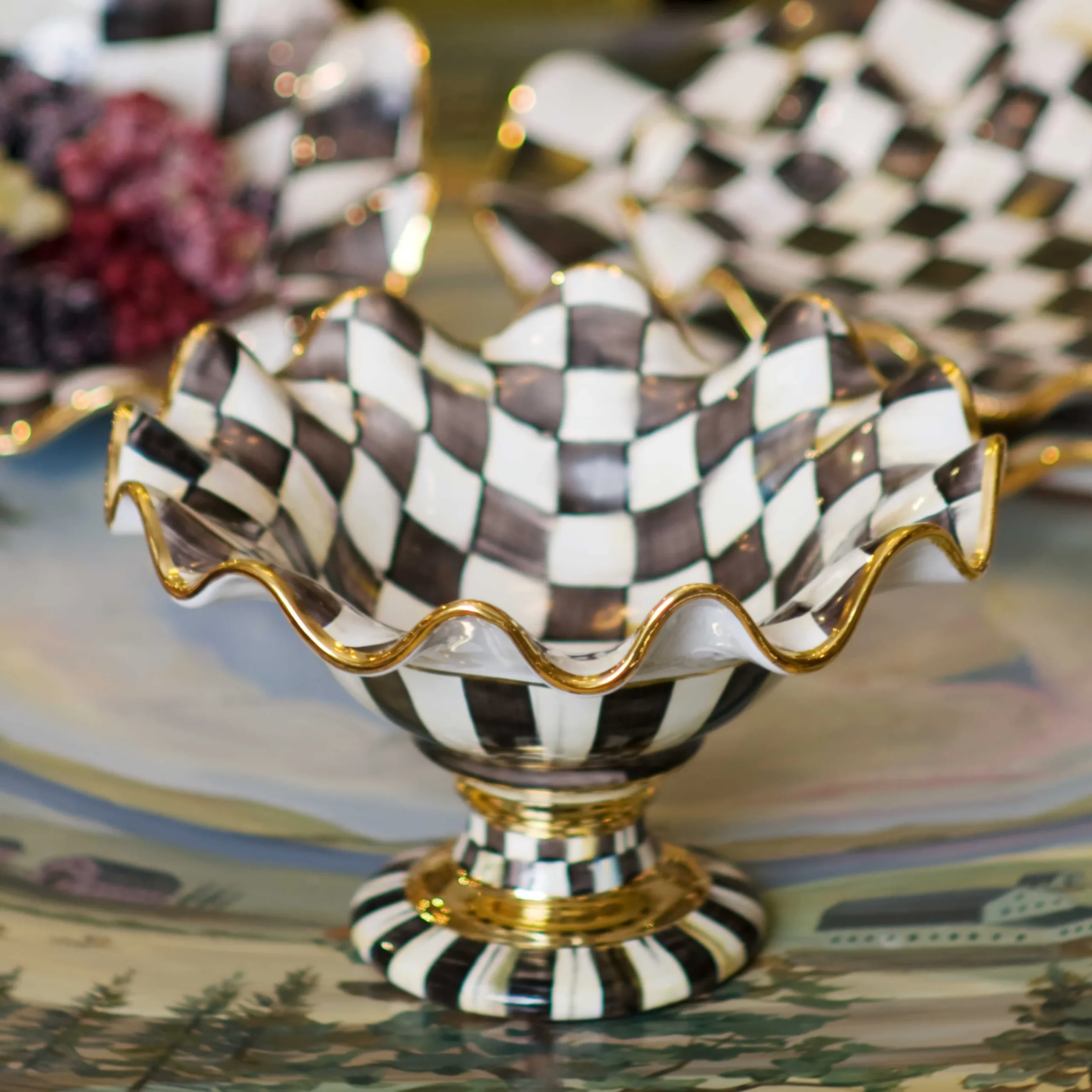 MacKenzie-Childs Courtly Check Compote