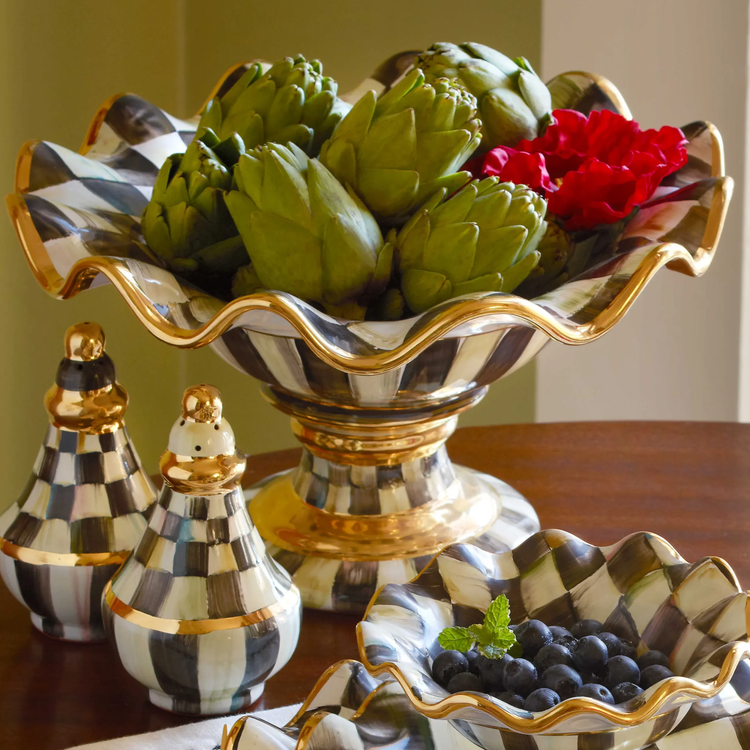 MacKenzie-Childs Courtly Check Compote