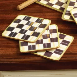 Discount MacKenzie-Childs Courtly Check Cork Back Coasters - Set Of 4