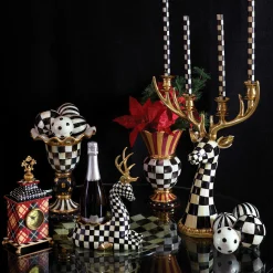 Outlet MacKenzie-Childs Courtly Check Deer Head Candelabra