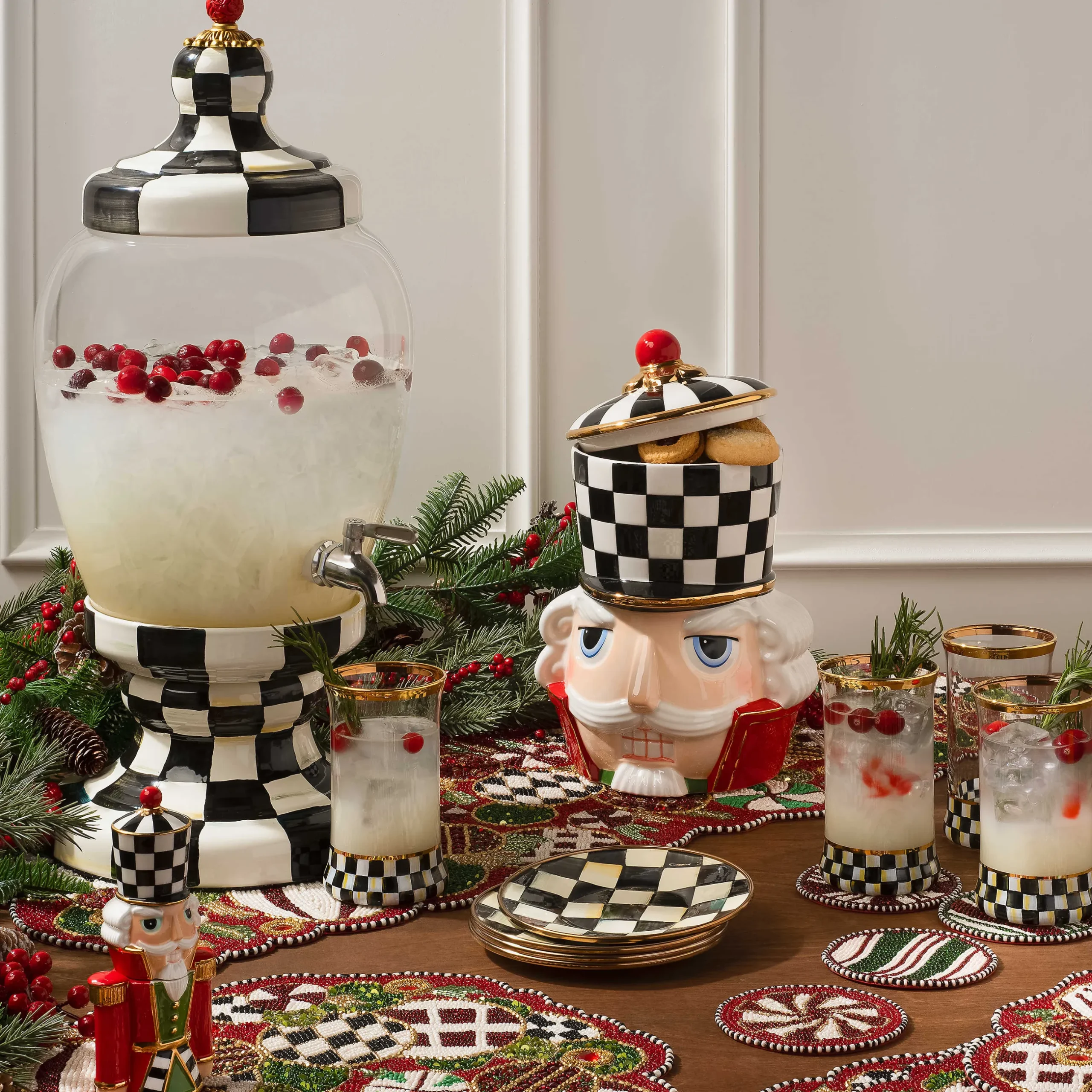 Clearance MacKenzie-Childs Courtly Check Enamel Beverage Hostess