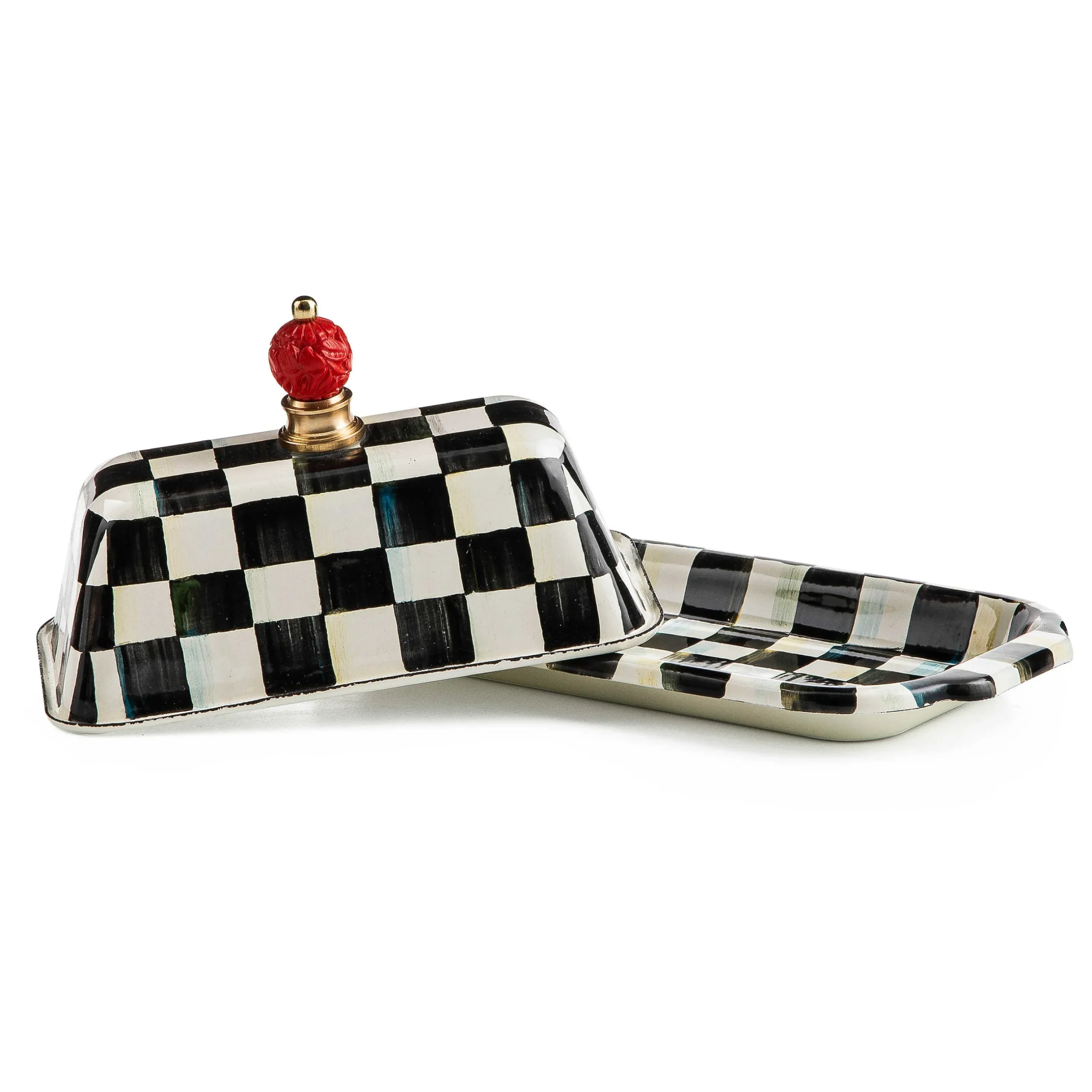 Outlet MacKenzie-Childs Courtly Check Enamel Butter Box