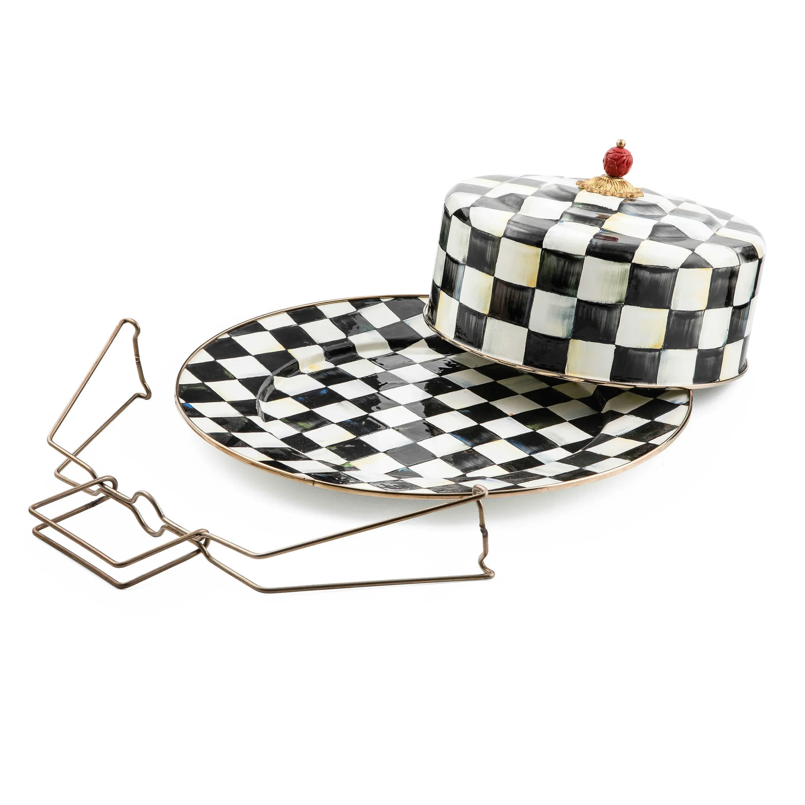 Hot MacKenzie-Childs Courtly Check Enamel Cake Carrier