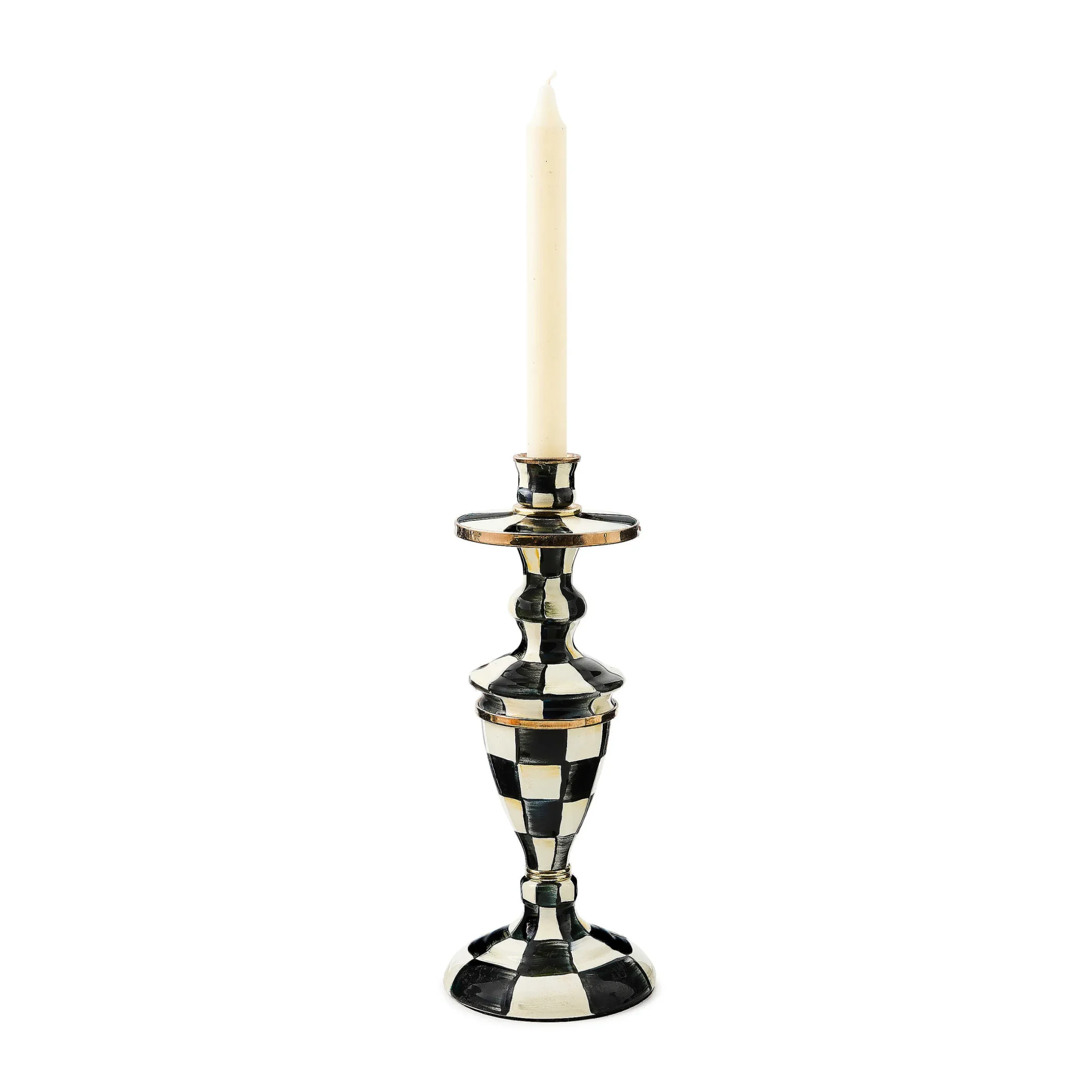 Best MacKenzie-Childs Courtly Check Enamel Candlestick - Medium