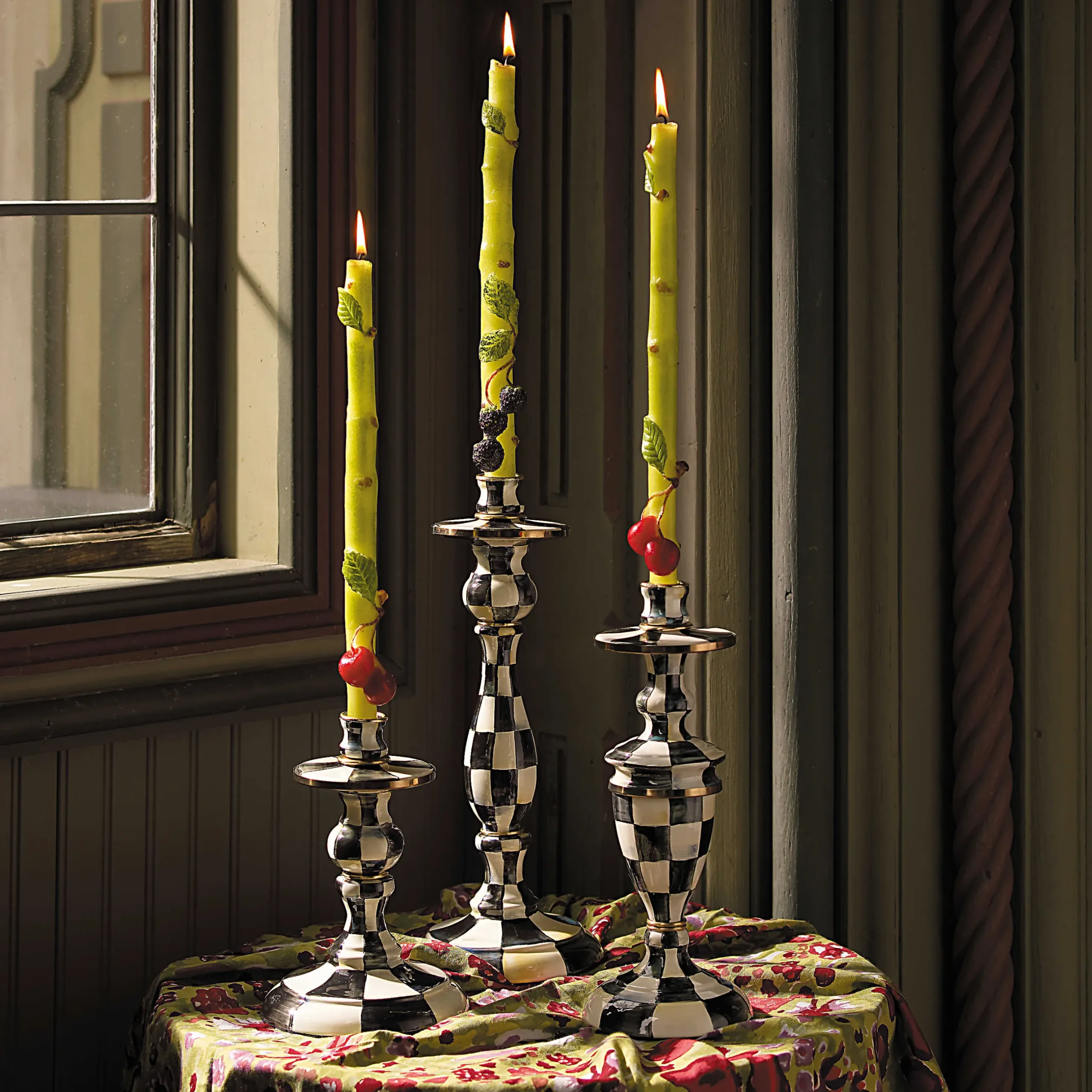 Best MacKenzie-Childs Courtly Check Enamel Candlestick - Medium
