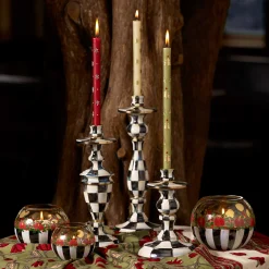 Best MacKenzie-Childs Courtly Check Enamel Candlestick - Medium