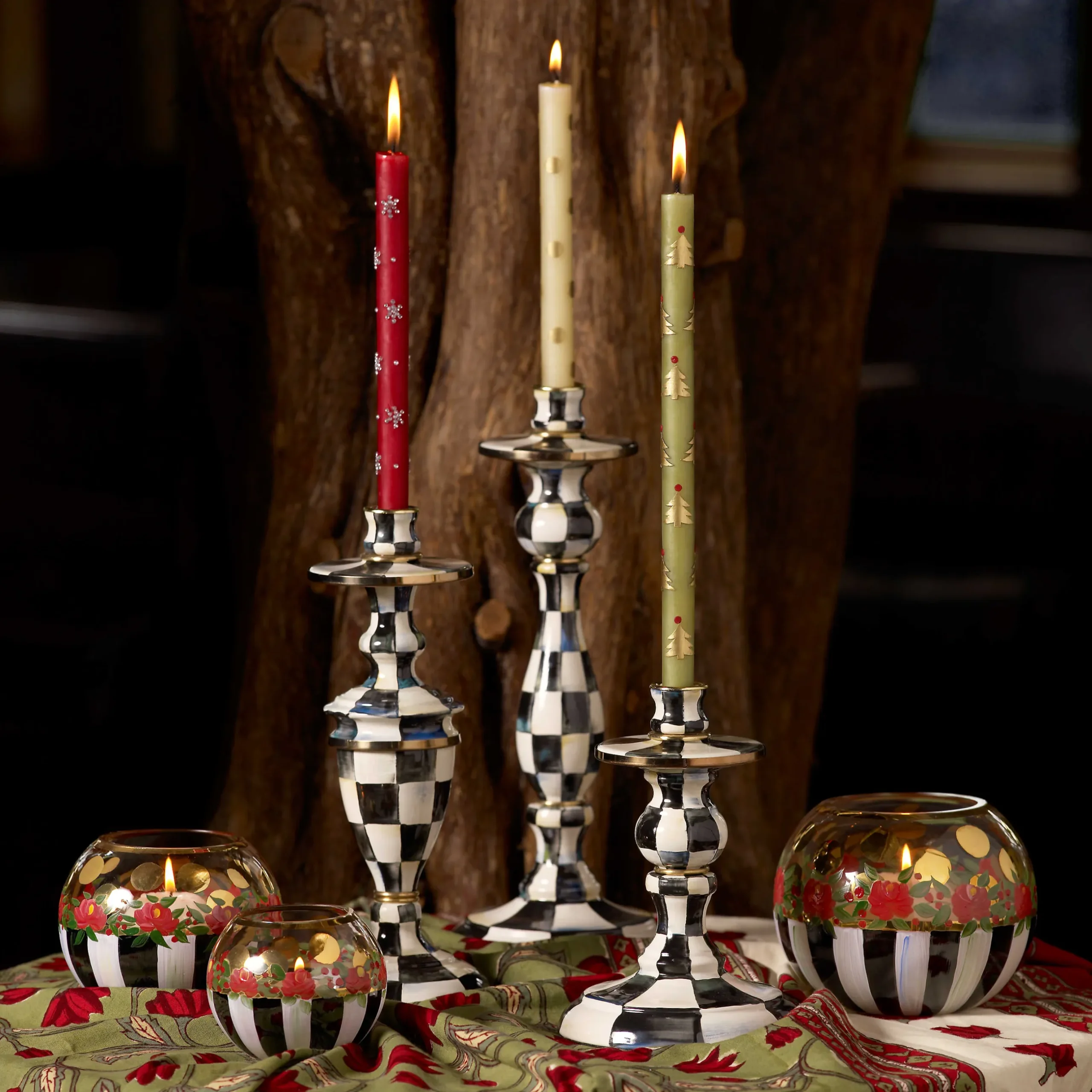 Best MacKenzie-Childs Courtly Check Enamel Candlestick - Medium